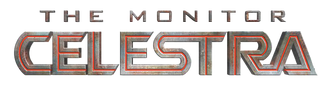 A logo in a science fiction font saying The Monitor Celestra