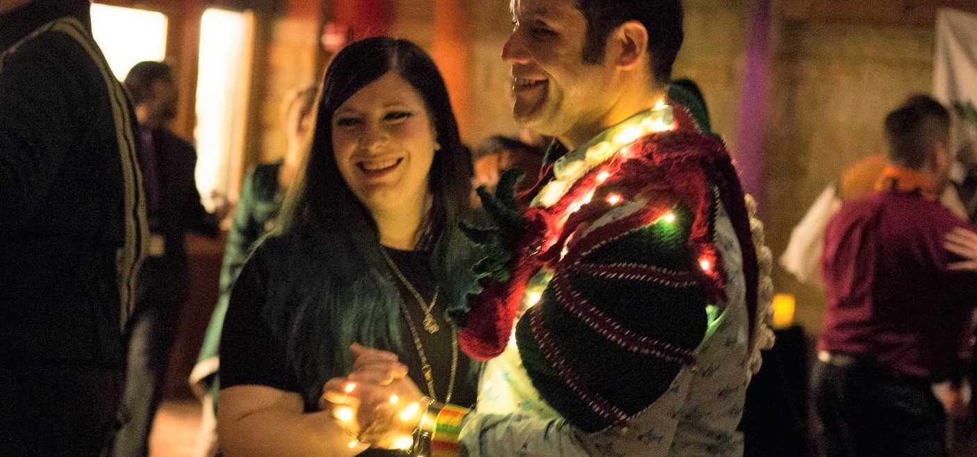 Photo of two larpers dancing